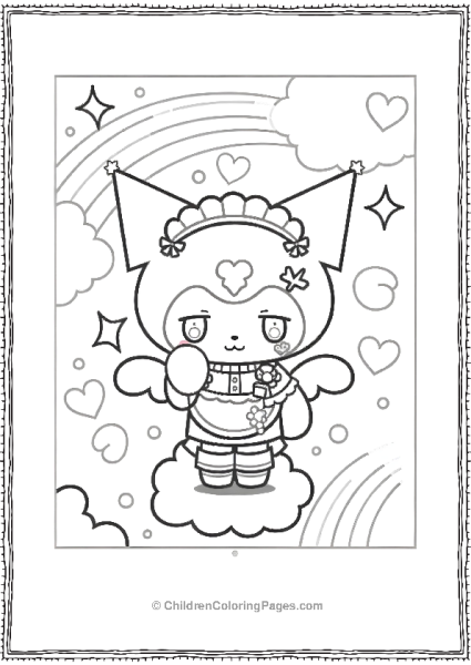 Kuromi In A Rainbow World Coloring Page Free PDF Printable