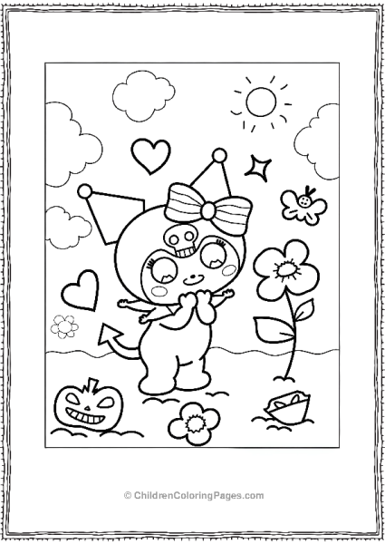 Kuromi In A Sunny Halloween Garden Free PDF Printable