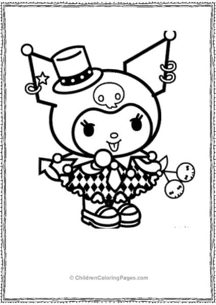 Kuromi In A Top Hat And Harlequin Outfit Free PDF Printable