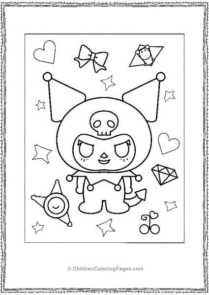 Kuromi Kawaii Coloring Page Free PDF Printable