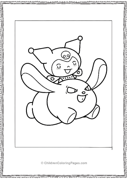 Kuromi Riding A Bunny Coloring Page Free PDF Printable