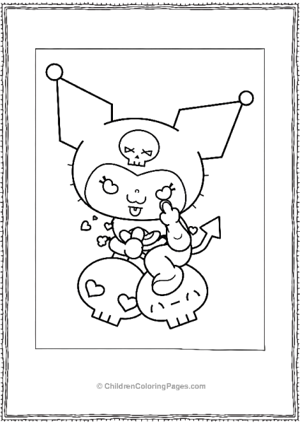 Kuromi Skull Sweetheart Coloring Page Free PDF Printable