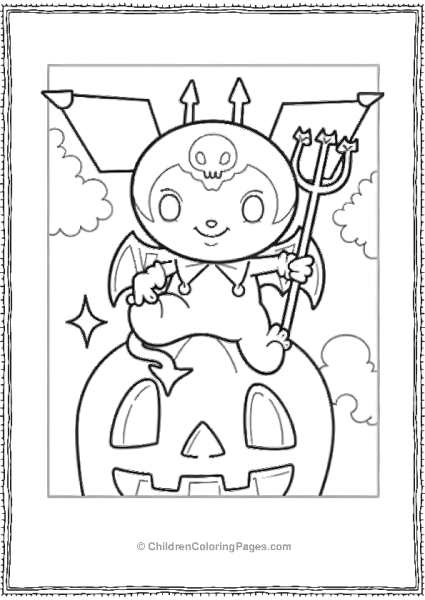 Kuromi The Halloween Devil On A Pumpkin Free PDF Printable