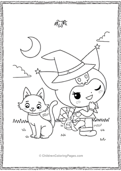 Kuromi The Halloween Witch And Her Cat Companion Free PDF Printable