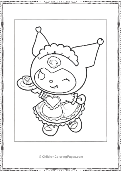 Kuromi The Maid Serving Cake Free PDF Printable