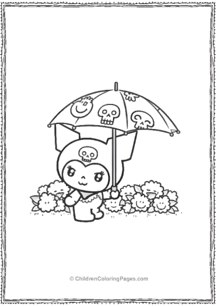 Kuromi Under A Skull Umbrella Free PDF Printable