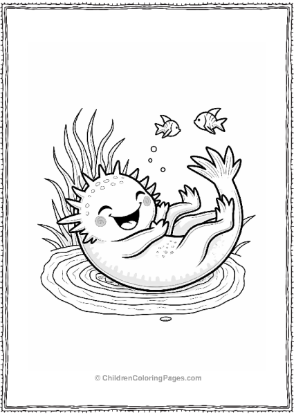 Laughing Axolotl In The Water Free PDF Printable