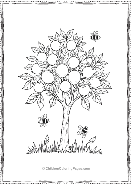 Lemon Tree Surrounded With Bees Free PDF Printable