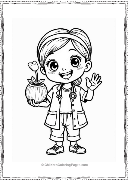 Little Girl With Shiny Teeth And Coconut Free PDF Printable