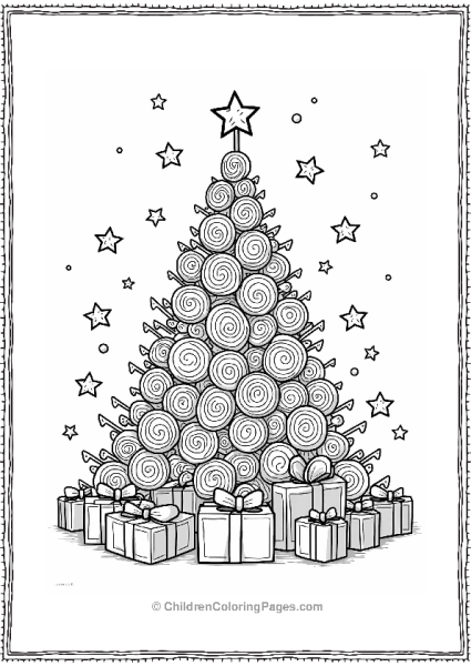 Lollipop Christmas Tree With Presents Free PDF Printable