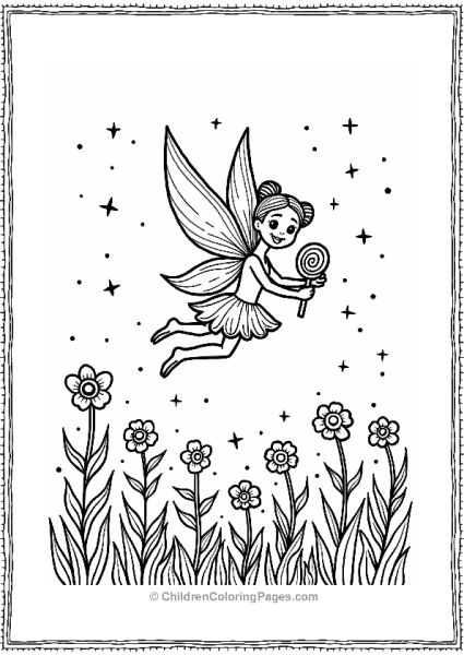 Lollipop Fairy In A Flower Garden Free PDF Printable