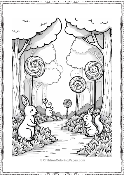 Lollipop Forest With Cartoon Animals Free PDF Printable