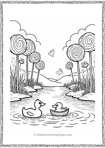 Lollipop Lake With Duck And Boat Free PDF Printable