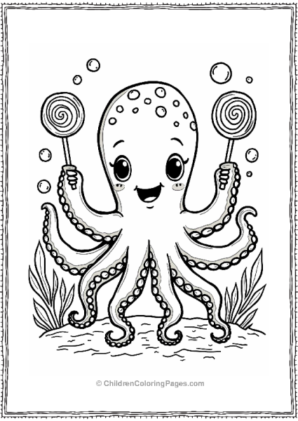 Lollipop Octopus With Sea Creatures Free PDF Printable