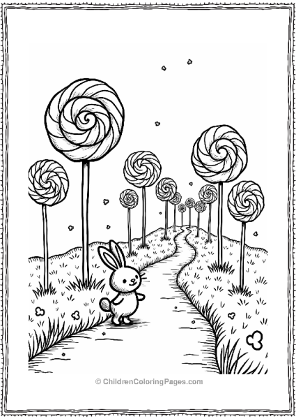 Lollipop Pathway With Hopping Bunny Free PDF Printable