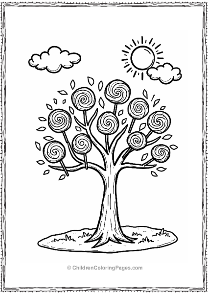 Lollipop Tree With Cheerful Sun Free PDF Printable