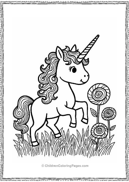 Lollipop Unicorn In A Candy Field Free PDF Printable