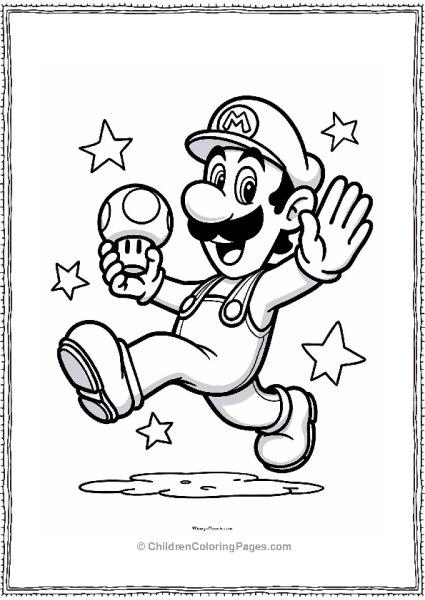 Luigi Holding A Power Up Mushroom Free PDF Printable