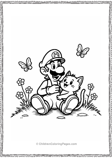 Luigi Playing With A Cat Free PDF Printable