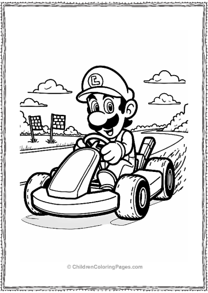 Luigi Racing In A Colorful Kart Free PDF Printable