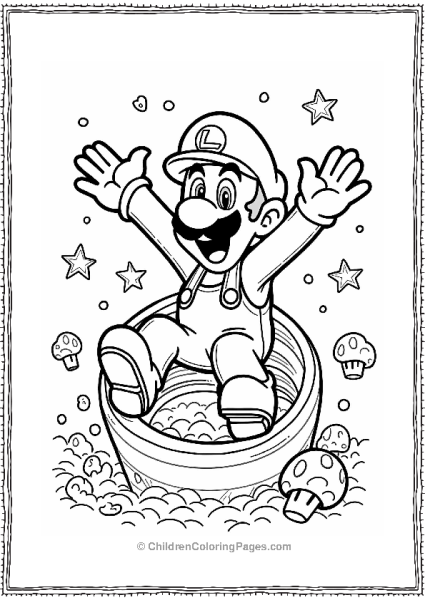 Luigi Sliding Down A Warp Pipe Free PDF Printable