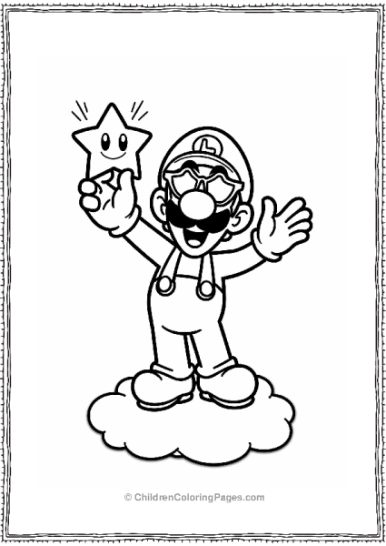 Luigi With Star Power On A Cloud Free PDF Printable