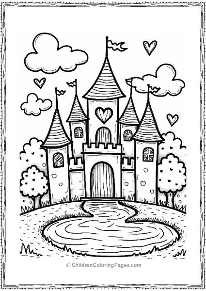 Magical Heart Castle Coloring Page Free PDF Printable