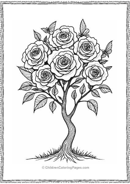 Magical Rose Tree With Butterflies Free PDF Printable