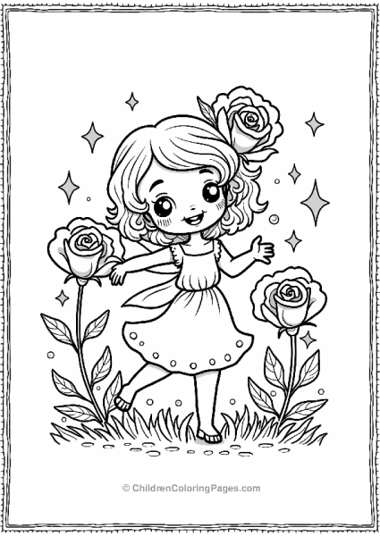 Magical Sprite Among Giant Roses Free PDF Printable