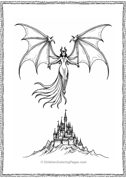 Majestic Maleficent Soaring Above A Castle Free PDF Printable