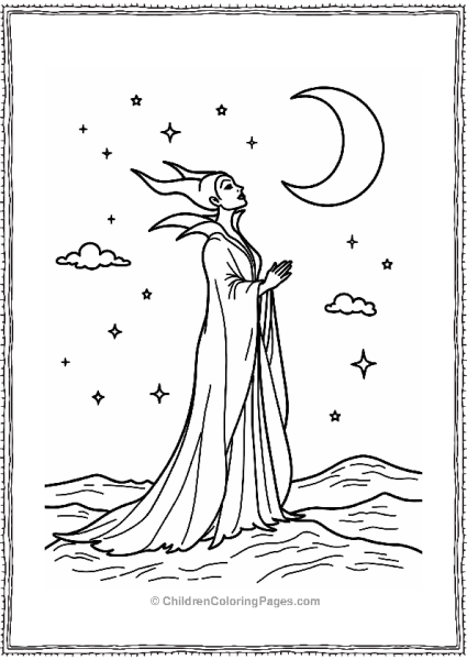 Maleficent Gazing At The Starry Sky Free PDF Printable