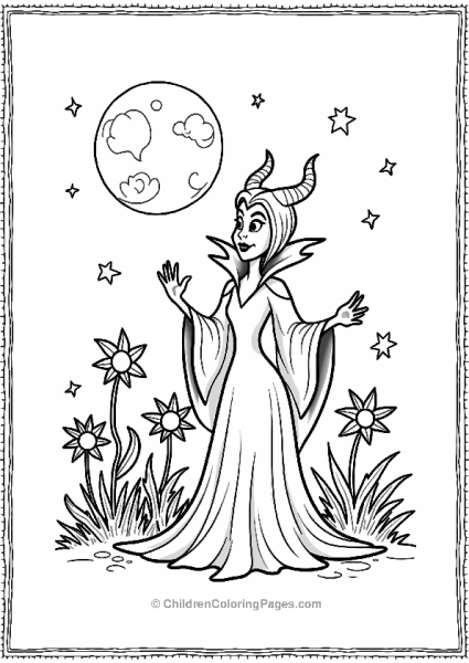 Maleficent In Her Enchanted Garden At Night Free PDF Printable