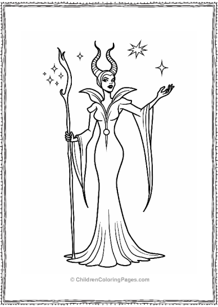 Maleficent Silhouette Under A Starry Sky Free PDF Printable