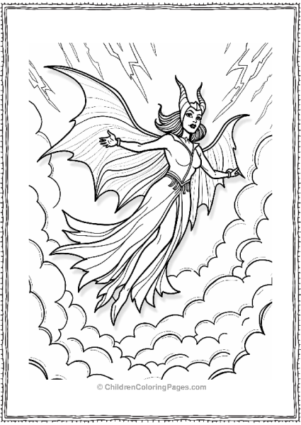 Maleficent Soaring Through Stormy Skies Free PDF Printable