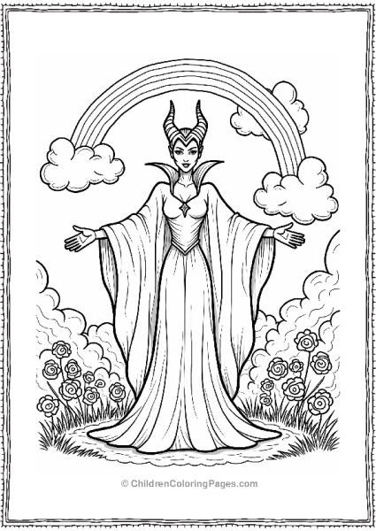 Maleficent Surrounded By A Rainbow Free PDF Printable