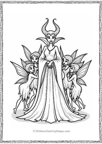 Maleficent With Playful Fairies Free PDF Printable