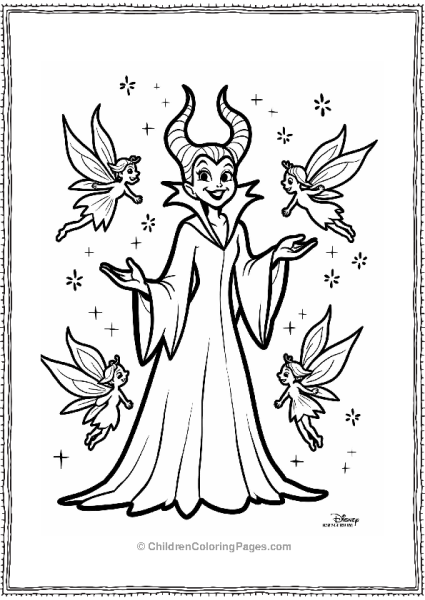 Maleficent With The Three Fairies Free PDF Printable