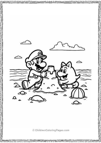 Mario And Cappy Building A Sandcastle Free PDF Printable