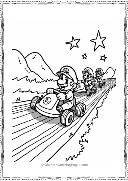 Mario And Friends On Rainbow Road Free PDF Printable