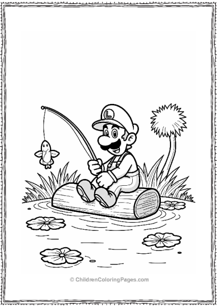 Mario And Luigi Fishing In A Pond Free PDF Printable