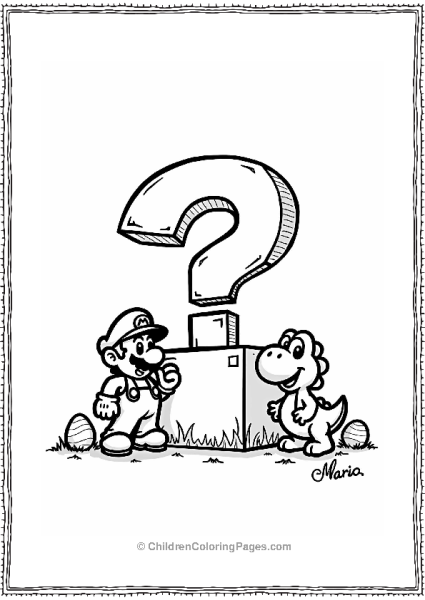 Mario And Yoshi By The Question Block Free PDF Printable