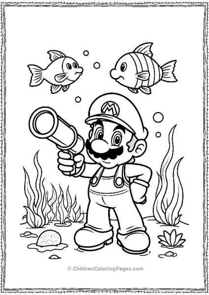 Mario Blowing Bubbles Underwater Free PDF Printable