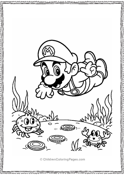 Mario Collecting Coins Underwater Free PDF Printable