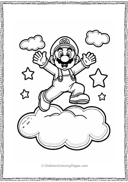 Mario Floating On A Fluffy Cloud Free PDF Printable