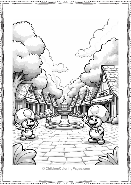 Mario In Toad Town Square Free PDF Printable