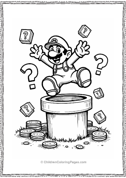 Mario Jumping Into A Green Pipe Free PDF Printable