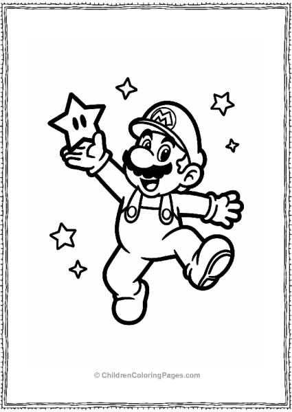 Mario Jumping With A Super Star Free PDF Printable