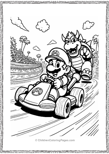 Mario Racing Against Bowser Free PDF Printable