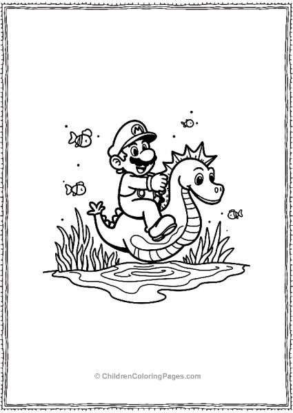 Mario Riding A Seahorse Free PDF Printable