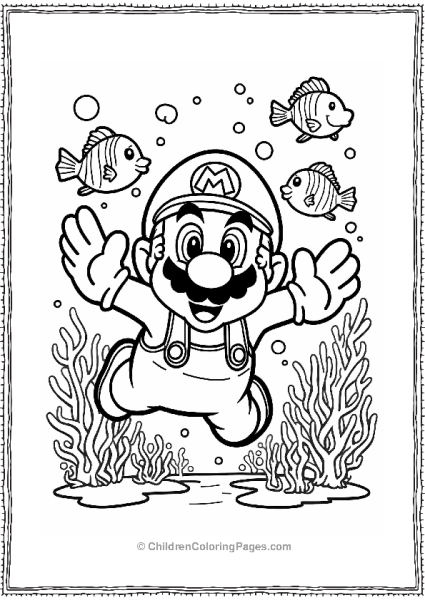 Mario Swimming With Fish Free PDF Printable